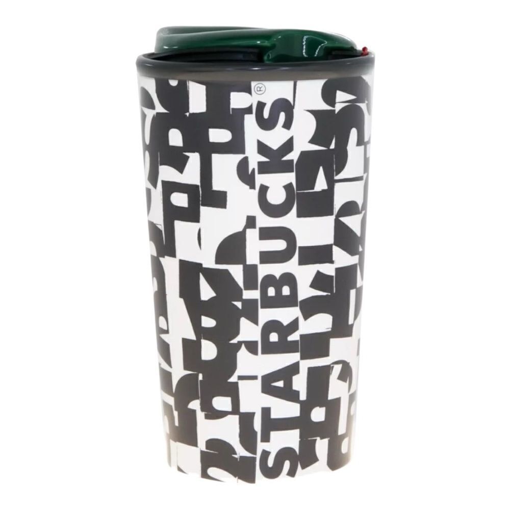 Starbucks Abstract Letter Graffiti Ceramic Tumbler Traveler Mug 10oz